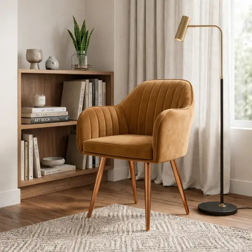 Plush Dining Chair with Velvet Fabric