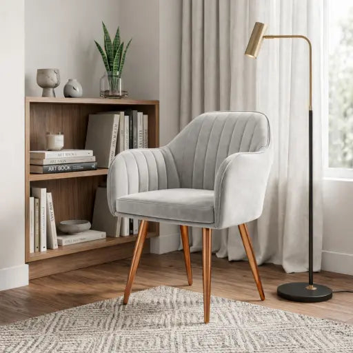 Plush Dining Chair with Velvet Fabric